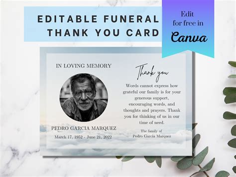 Funeral Thank You Card Template Thank You Notes Sky Funeral Templates ...