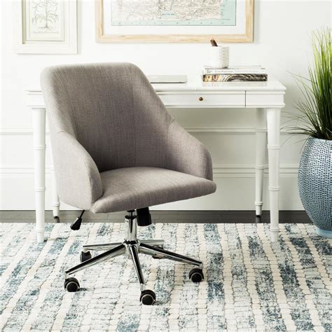 Safavieh Adrienne Graychrome Linen Swivel Office Chair Och4501a The