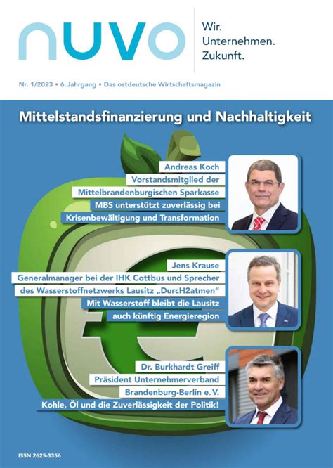 Nr 1 2023 Mittelstandsfinanzierung Und Nachhaltigkeit UVBB