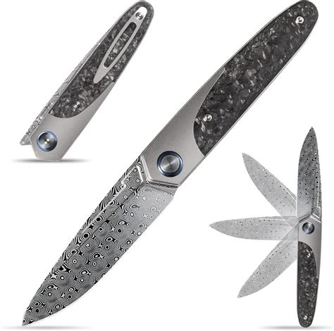 Amazon Sitivien St Damascus Steel Folding Knives With Liner