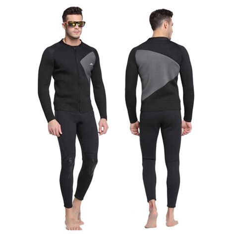 3mm Neoprene Mens Wetsuit 2pcs Rash Guard Warm Diving Suit Fullsuit