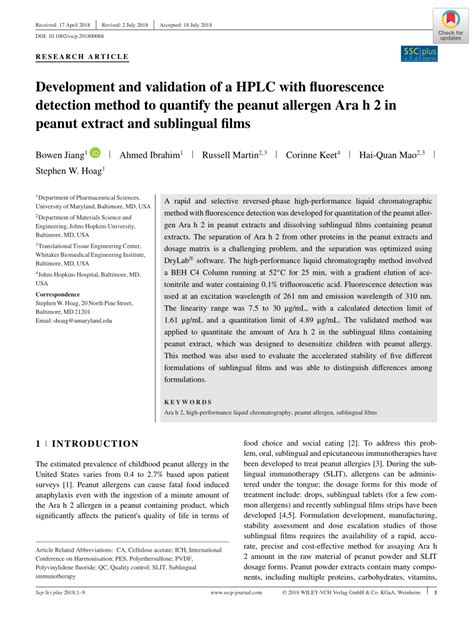 Pdf Development And Validation Of A Hplc With Fluorescence Detection