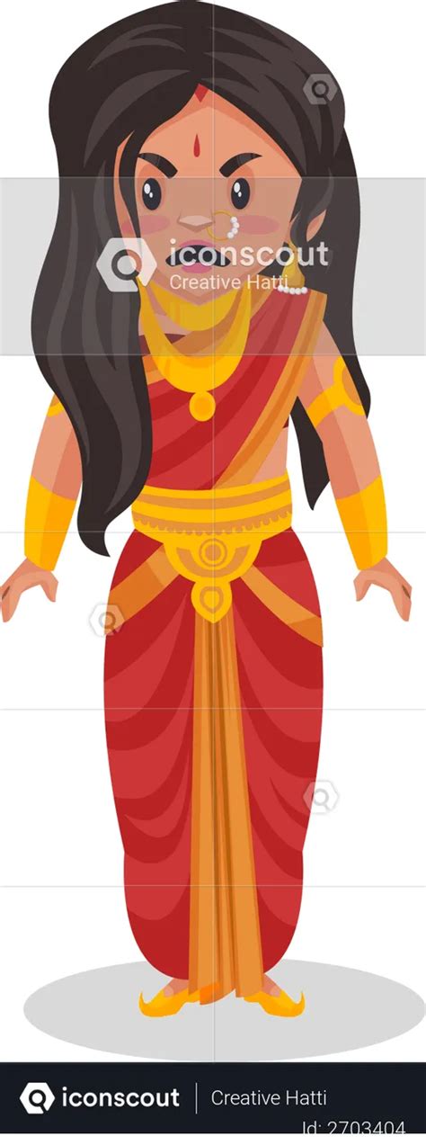 Best Angry Draupadi Illustration Download In Png And Vector Format