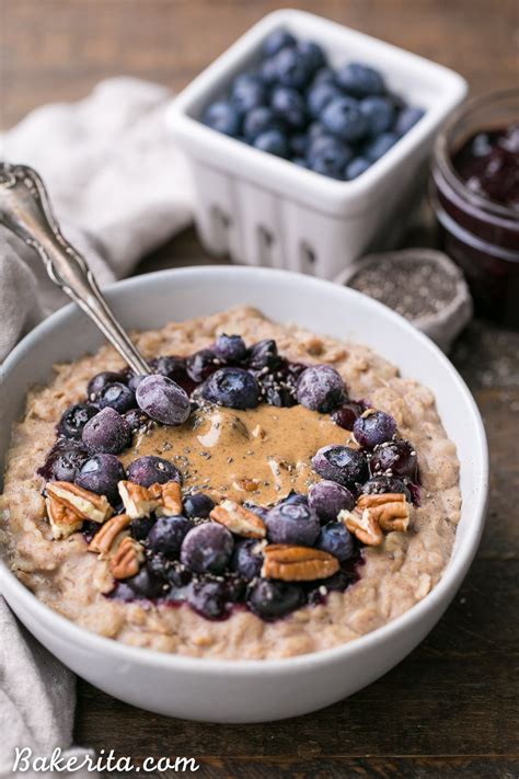 Blueberry Muffin Oatmeal Gluten Free Vegan Bakerita