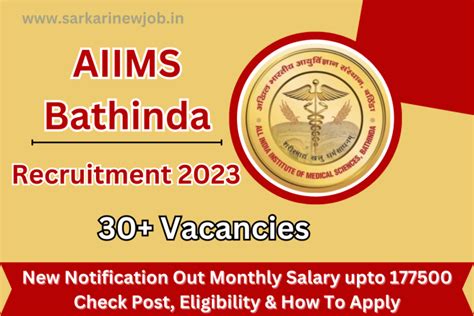 AIIMS Bathinda Recruitment 2023 New Notification Out For 30 Vacancies