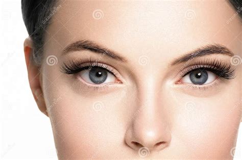 Beautiful Woman Face With Eyelashes Lashes Extension Before And After