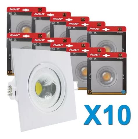 Kit 10 Spot Led Cob Quadrado 7w Direcionável Bivolt Avant Frete grátis