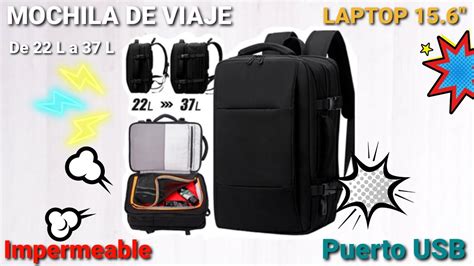 Mochila De Viaje Expandible E Impermeable Con Usb Unboxing Review