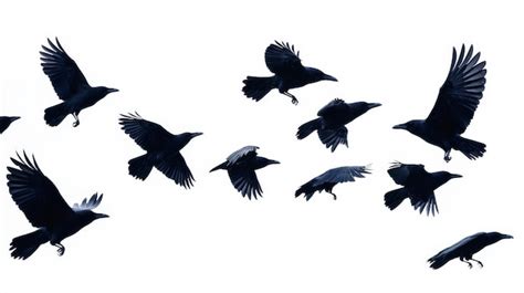 Crows Flock Silhouette Isolated On White Background Premium Ai