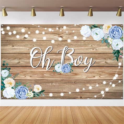 Buy Rustic Wood Baby Shower Backdrop Banner Large Size Oh Boy Floral