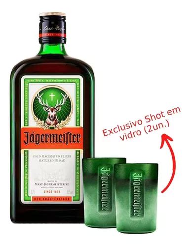 Licor Fino Alemão Jagermeister 700 Ml 02 Copos De Shot Frete Grátis