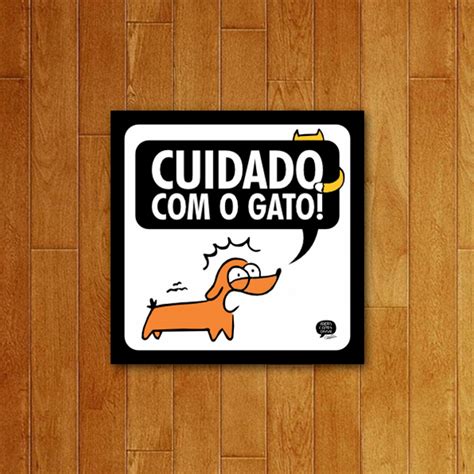 Placa Decorativa Cuidado O Gato Leroy Merlin