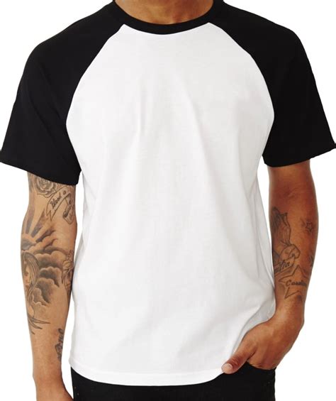 Camiseta Raglan Branca manga Preta de Poliéster para Sublimação