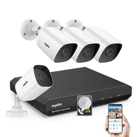 SANNCE 8CH 5MP N HD DVR Home Security Camera System 4pcs 5MP AI Human