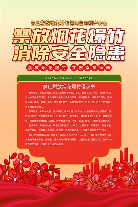 禁放烟花爆竹倡议书 Psd素材 百图汇设计素材