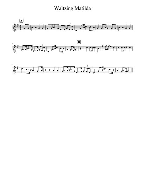 Waltzing Matilda Sheet Music For Piano Solo Easy