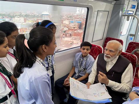 In Pics Pm Modi Flags Off First Train Of Delhi Meerut Rrts Service