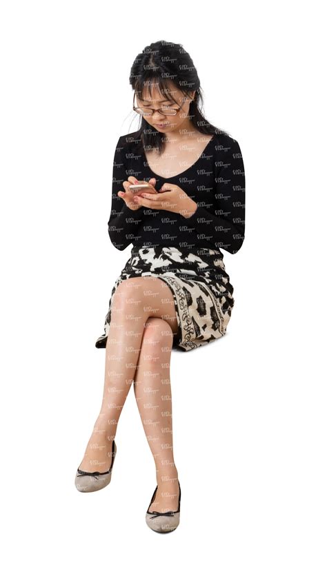 Cut Out Asian Woman Sitting And Texting Vishopper