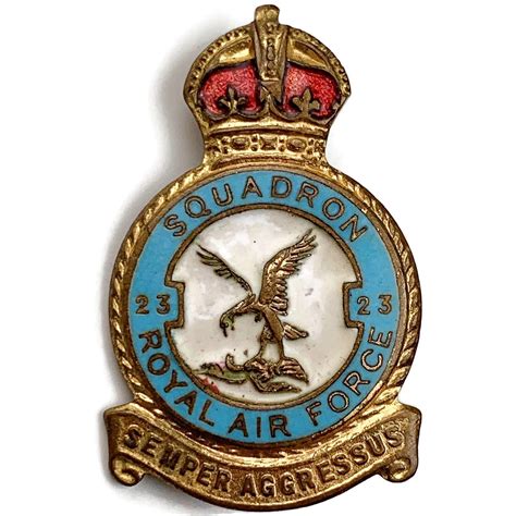 Ww2 23 Squadron Royal Air Force Raf Enamel Lapel Badge H W Miller Ltd Makers Mark