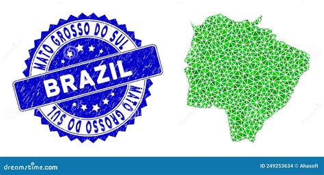 Rosette Rubber Badge And Green Vector Lowpoly Mato Grosso Do Sul State