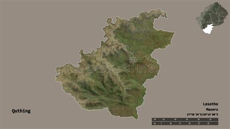 Quthing District Of Lesotho Zoomed Satellite Stock Illustration