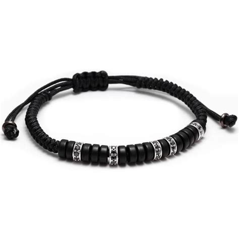 Black Coconut Shell Beaded Bracelet Mens Jewelry Mens Bracelet