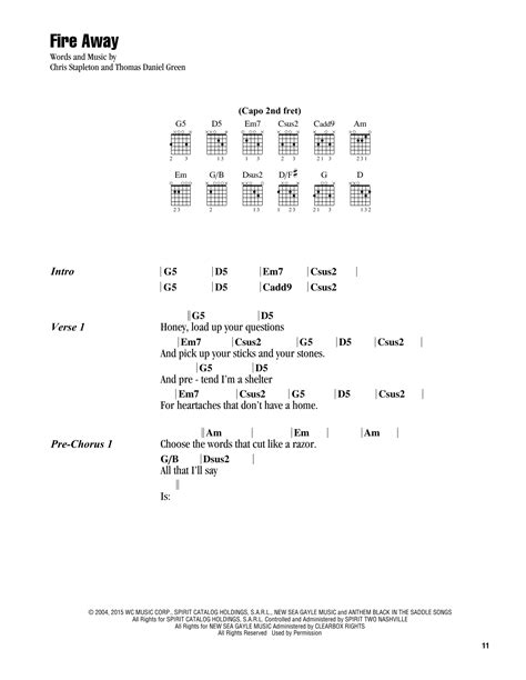 Fire Away by Chris Stapleton - Guitar Chords/Lyrics - Guitar Instructor