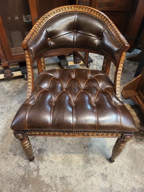 Theodore Alexander Mahogany Leather Tufted Chair Long Valley Traders