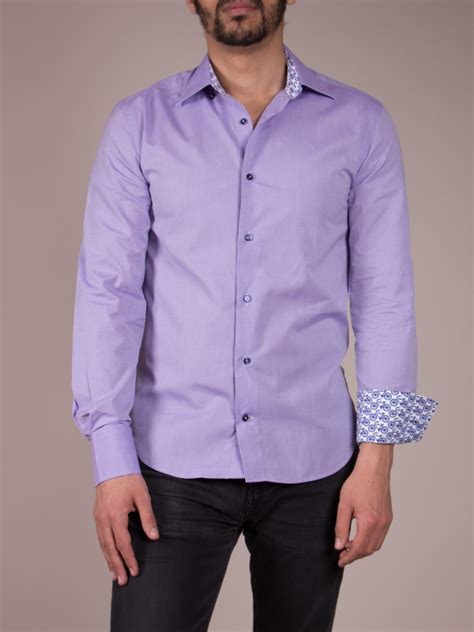 Chemise Popeline Violette Ajust E Avec Opposition V Los