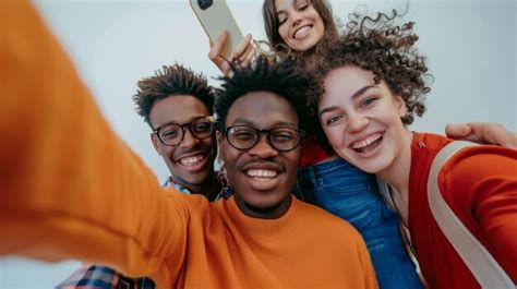 Premium Photo Diverse Group Of Friends Taking Selfie Together