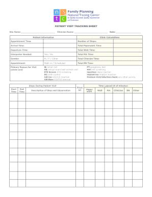 Fillable Online PATIENT VISIT TRACKING SHEET Fax Email Print - pdfFiller