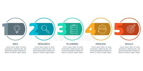 Gráfico De Informações De 5 Etapas Números E ícones De Negócios