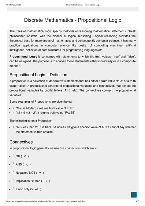 Discrete Mathematics Htm 1 Discrete Mathematics Propositional