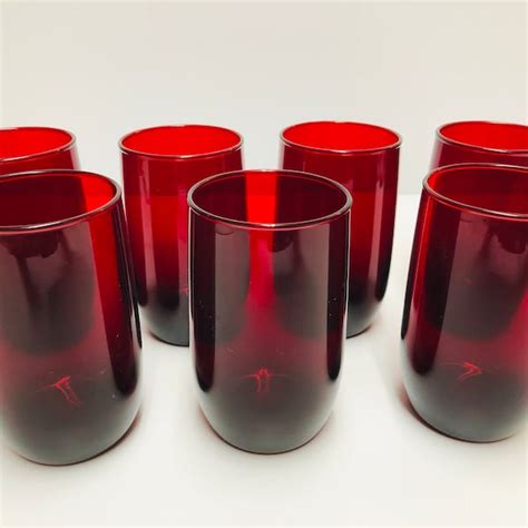 Red Drinking Glasses Etsy