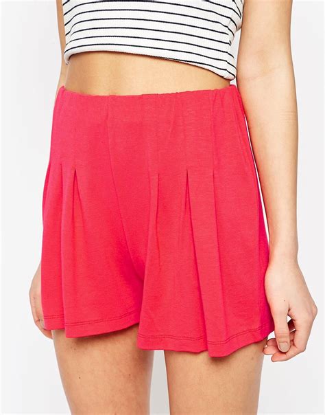 Lyst Asos Pleated Culotte Shorts In Pink