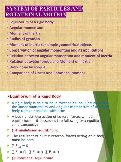 System Of Particles And Rotational Motion Part 2 Ch7 Pdf Rotation Around A Fixed Axis