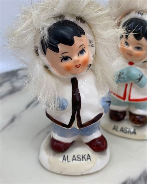 Vintage Eskimo Salt And Pepper Shakers Alaska Gift And Etsy