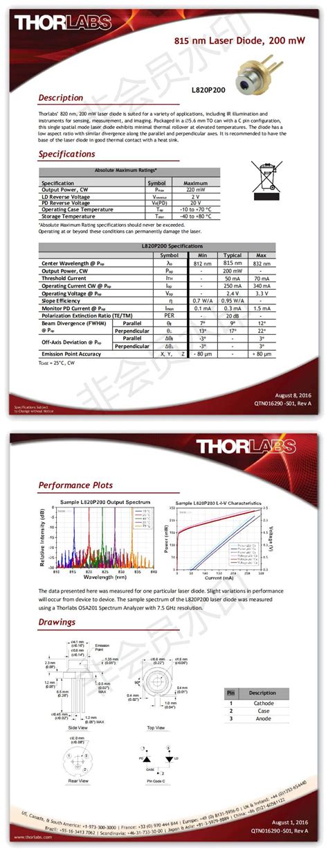 Laserland 100pcs JDSU 830nm 200mw Laser diode w/ PD 5.6mm - 808nm-900nm laser diode - Laser Diode