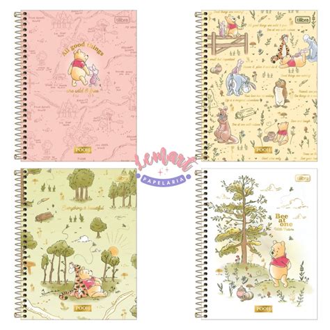 Caderno Espiral Colegial Mat Ria Pooh Folhas Capa Dura Tilibra