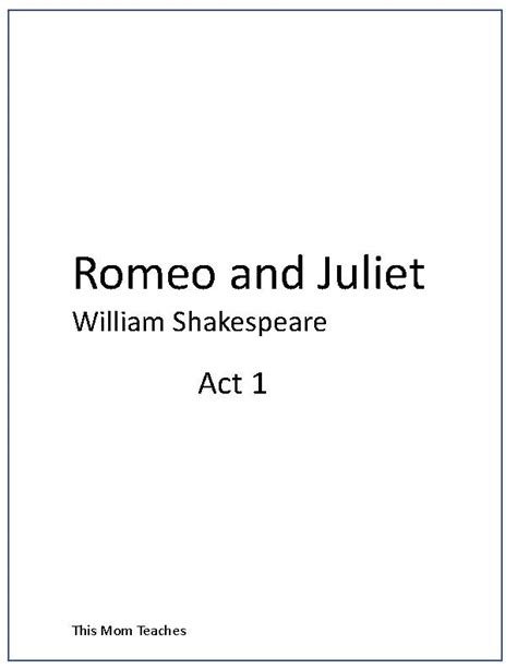 Romeo And Juliet Act 1 Comprehension Questions Classful