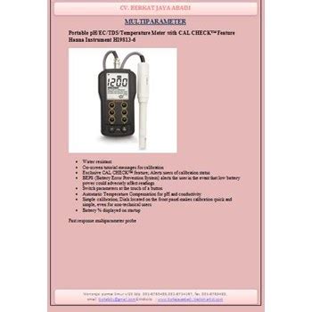 Portable PH EC TDS Temperature Meter With CAL CHECK Feature Hanna