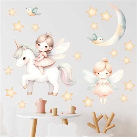 Süßes Einhorn Wandtattoo Magische Kinderzimmer Deko für Mädchen