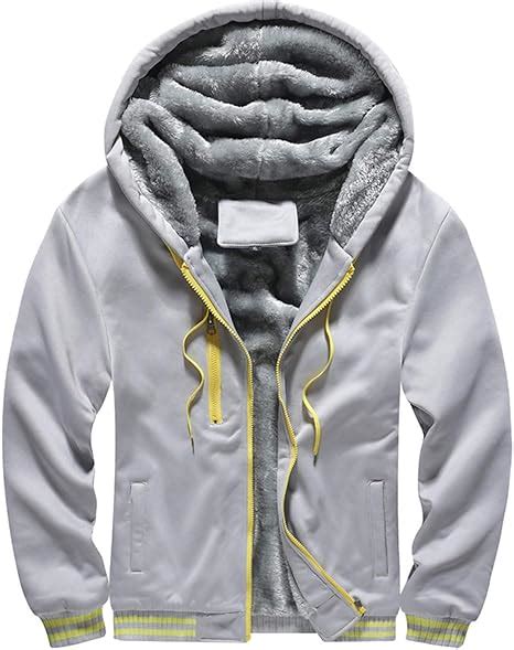 Clearance Mens Zip Up Hoodie Heavyweight Winter Sweatshirt Fleece Sherpa Lined Warm Jacket