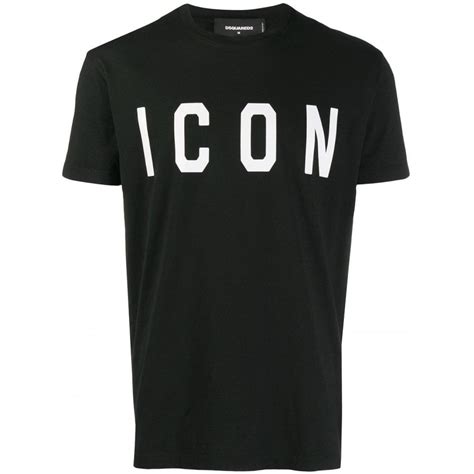 DSQUARED2 Icon Print Logo Jet Black T Shirt Clothing From N22 Menswear UK