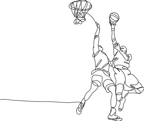 Basketball Players Line Drawing Vector Illustration 14526725 Vector Art At Vecteezy