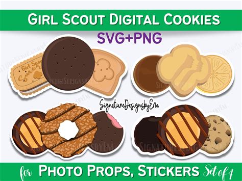 Girl Scout Cookie Clipartstickers Girl Scout Cookie Svg Etsy