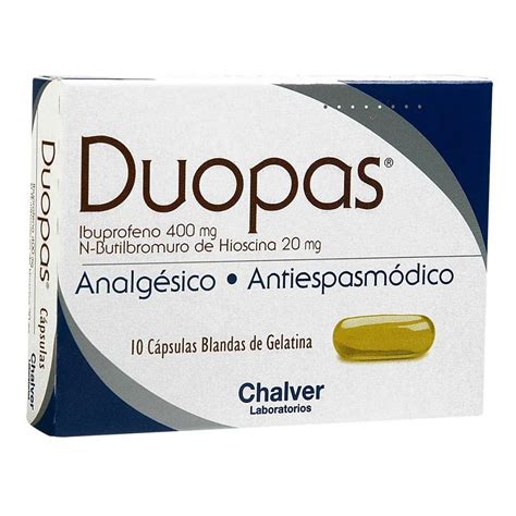 Duopas Ibuprofeno Hioscina N Butilbromuro 40020mg Caja X10 Cápsulas