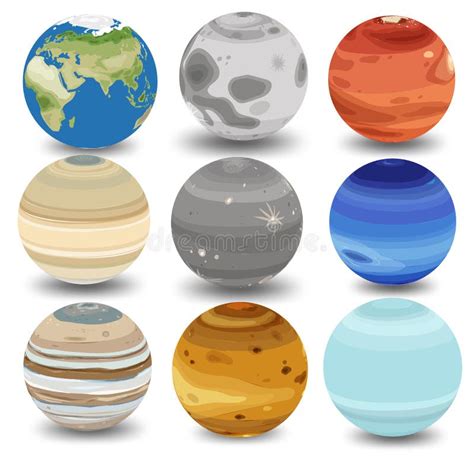 A Set Of Different Planets And The Sun Vector Stock Vector