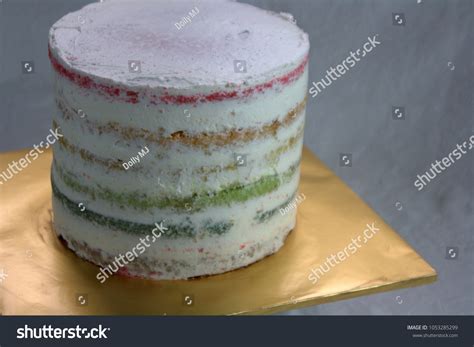 Naked Minimal Cream Rainbow Cake Stock Photo 1053285299 Shutterstock