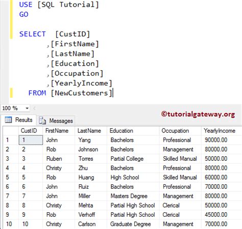 Get Column Names From Table In SQL Server